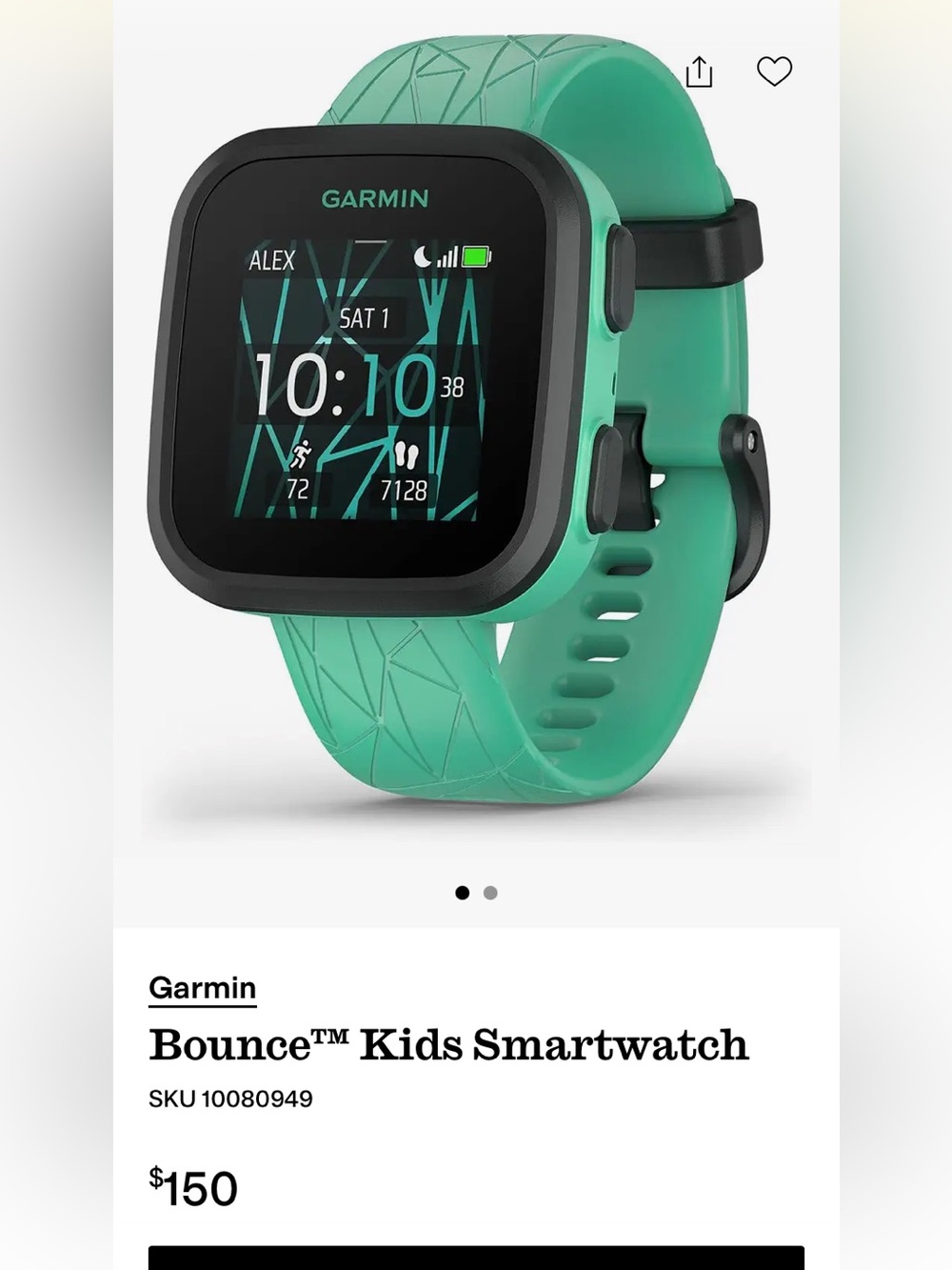 Garmin Bounce Kids Smartwatch - Mint Green